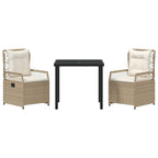 Conjunto de Comedor de Jardín 3 pcs Beige y crema