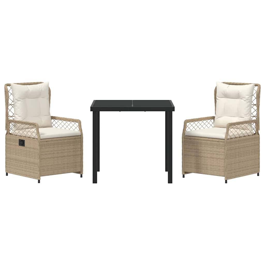Conjunto de Comedor de Jardín 3 pcs Beige y crema