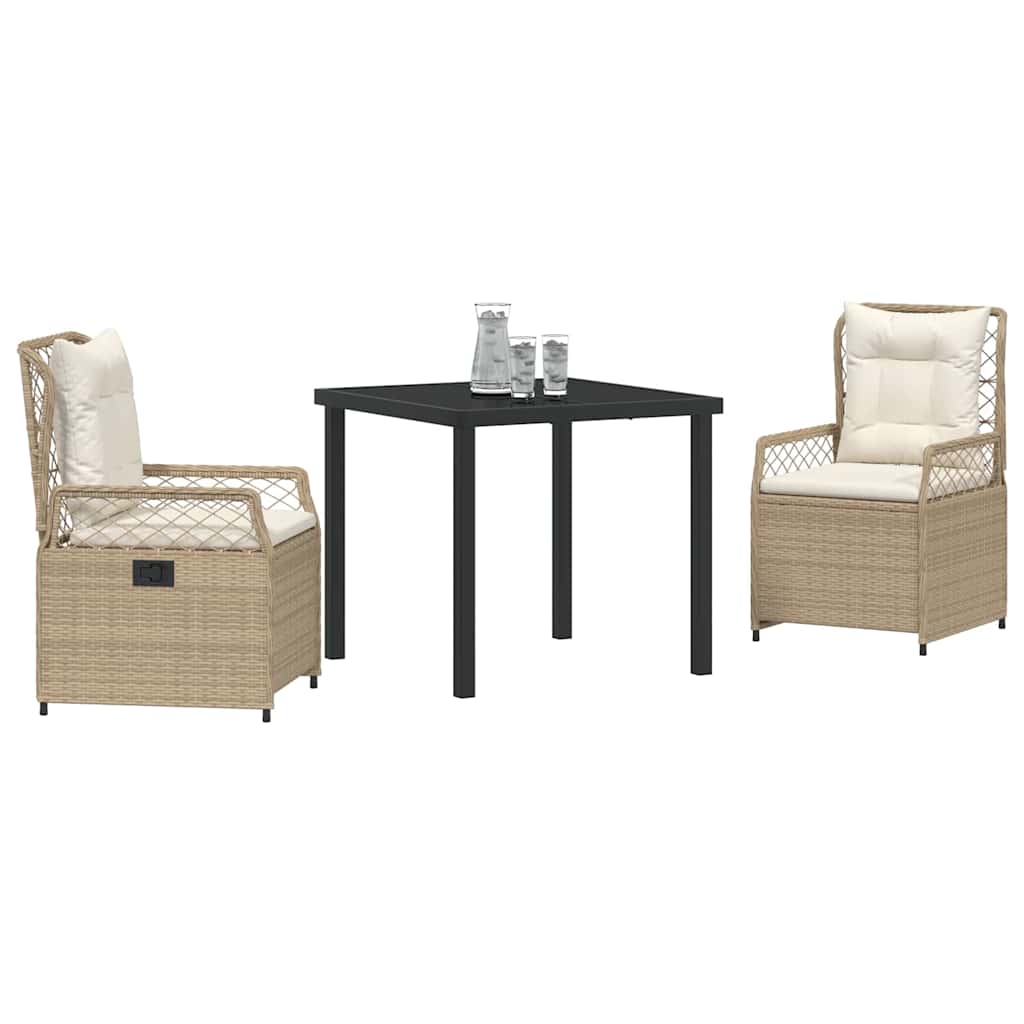 Conjunto de Comedor de Jardín 3 pcs Beige y crema