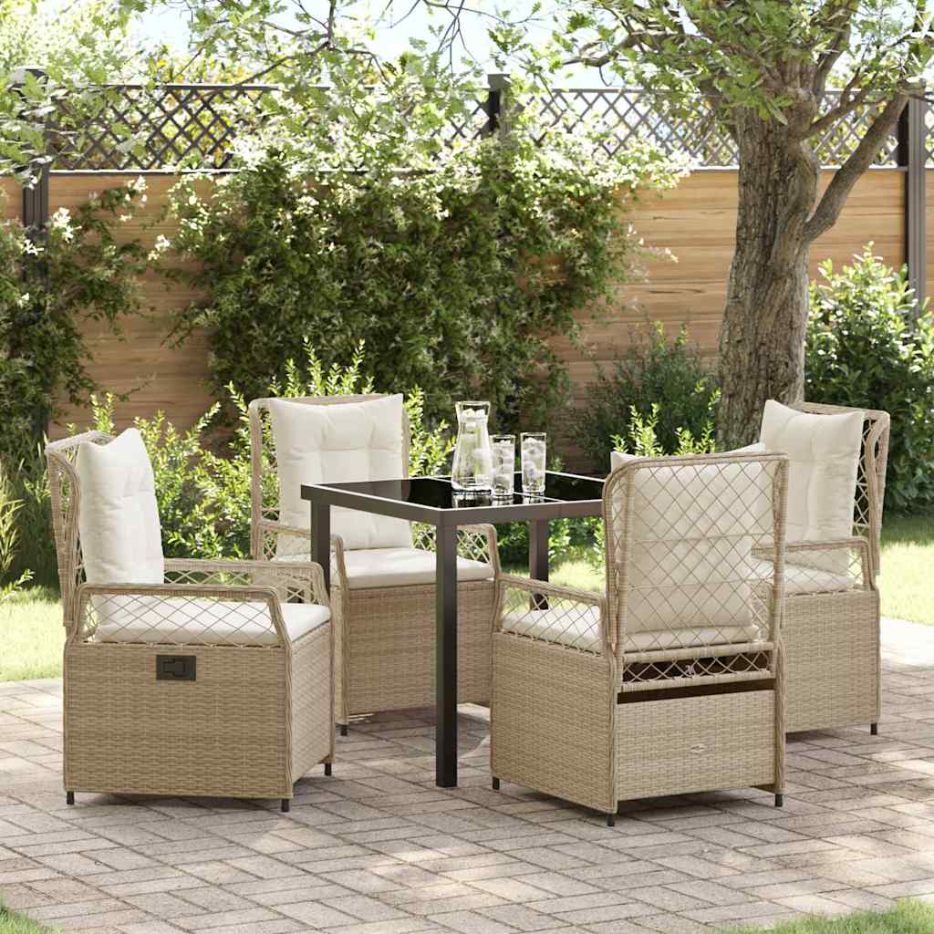 Conjunto de Comedor de Jardín 5 pcs Beige y crema