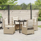 Conjunto de Comedor de Jardín 5 pcs Beige y crema