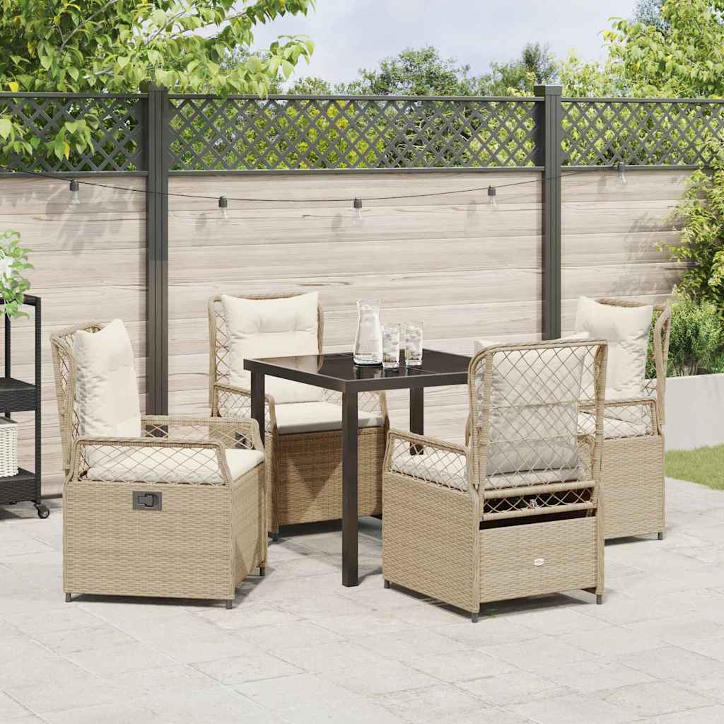 Conjunto de Comedor de Jardín 5 pcs Beige y crema