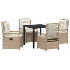 Conjunto de Comedor de Jardín 5 pcs Beige y crema