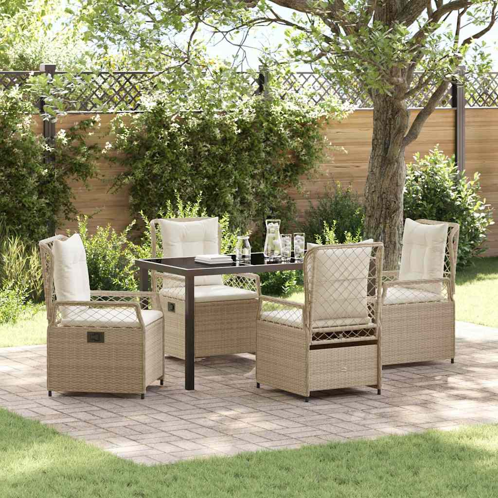 Conjunto de Comedor de Jardín 5 pcs Beige y crema