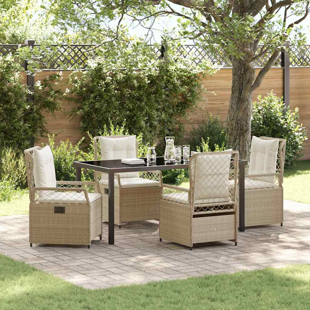 Conjunto de Comedor de Jardín 5 pcs Beige y crema