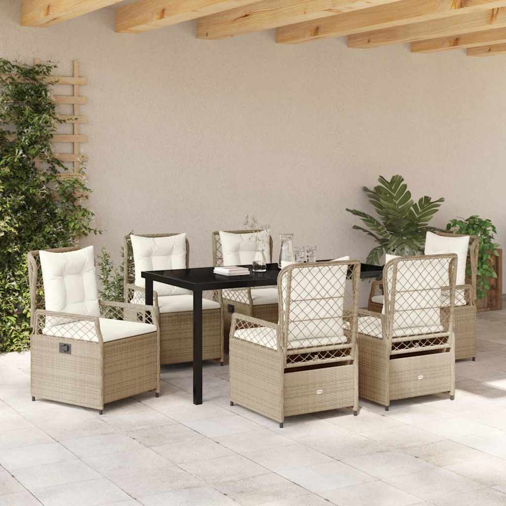 Conjunto de Comedor de Jardín 7 pcs Beige y crema