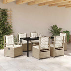 Conjunto de Comedor de Jardín 7 pcs Beige y crema