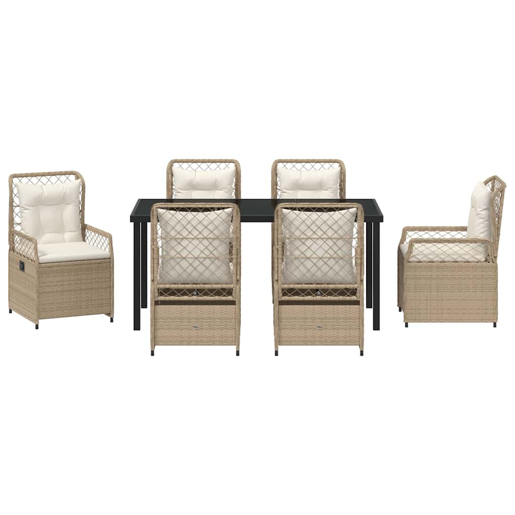 Conjunto de Comedor de Jardín 7 pcs Beige y crema