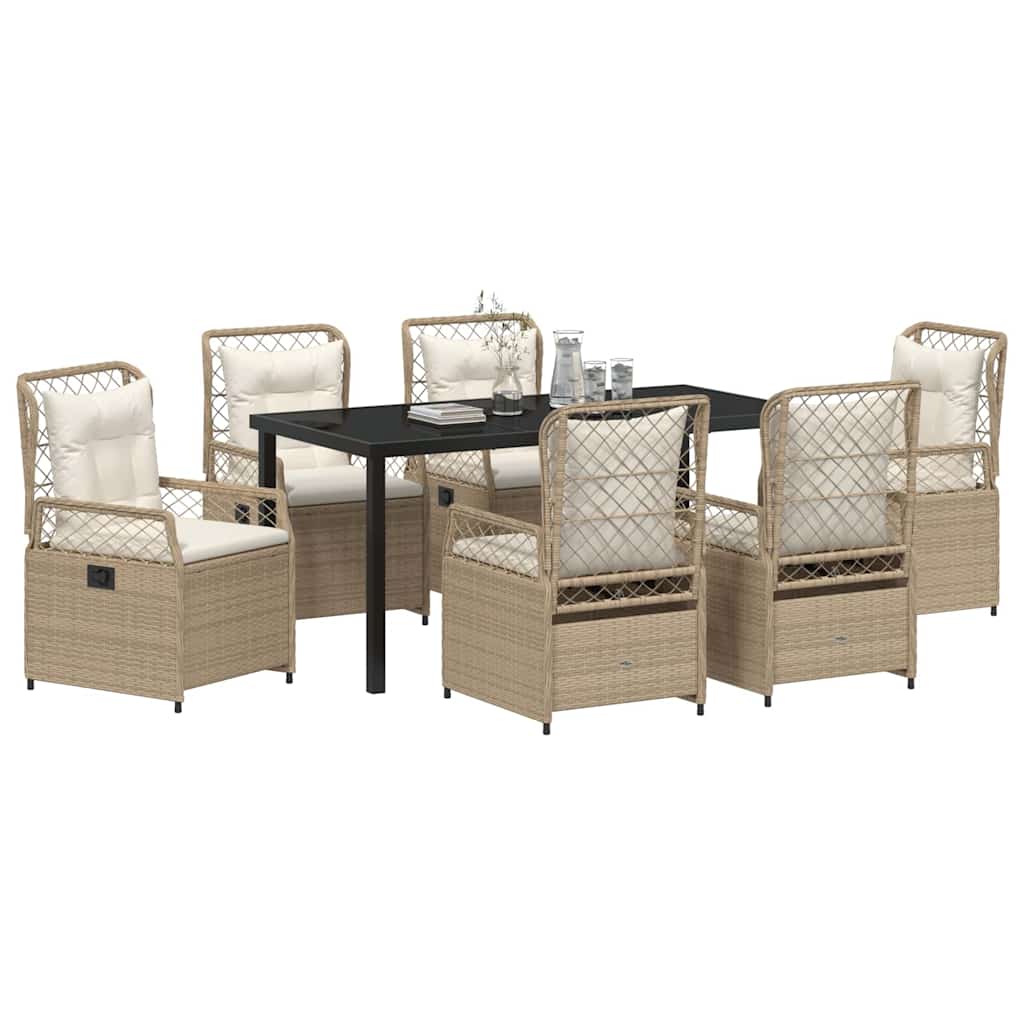 Conjunto de Comedor de Jardín 7 pcs Beige y crema