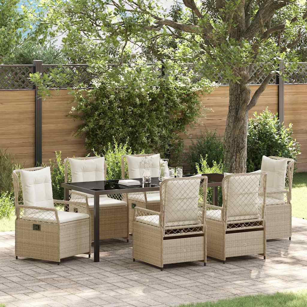 7-Piece Beige and Cream Garden Dining Set