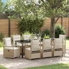 Conjunto de Comedor de Jardín 9 pcs Beige y crema