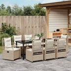 Conjunto de Comedor de Jardín 9 pcs Beige y crema