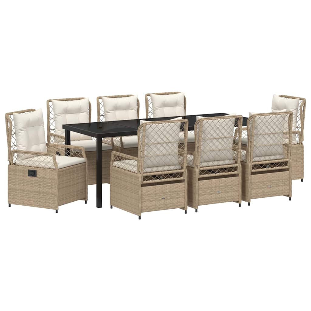 Conjunto de Comedor de Jardín 9 pcs Beige y crema