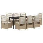 Conjunto de Comedor de Jardín 9 pcs Beige y crema