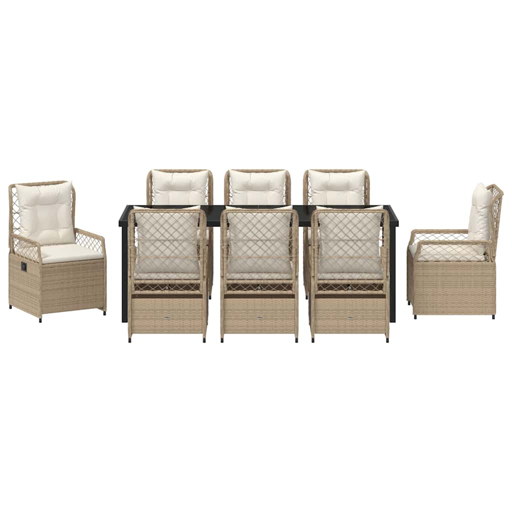 Conjunto de Comedor de Jardín 9 pcs Beige y crema