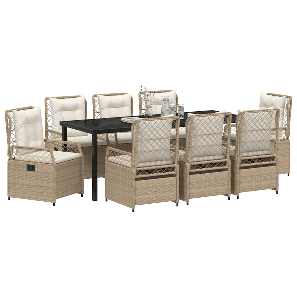Conjunto de Comedor de Jardín 9 pcs Beige y crema