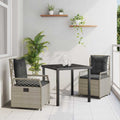 Conjunto de Comedor de Jardín 3 pcs Gris Claro ratán sintético
