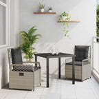 Conjunto de Comedor de Jardín 3 pcs Gris Claro ratán sintético