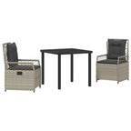 Conjunto de Comedor de Jardín 3 pcs Gris Claro ratán sintético