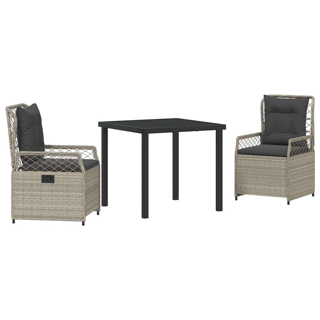 Conjunto de Comedor de Jardín 3 pcs Gris Claro ratán sintético