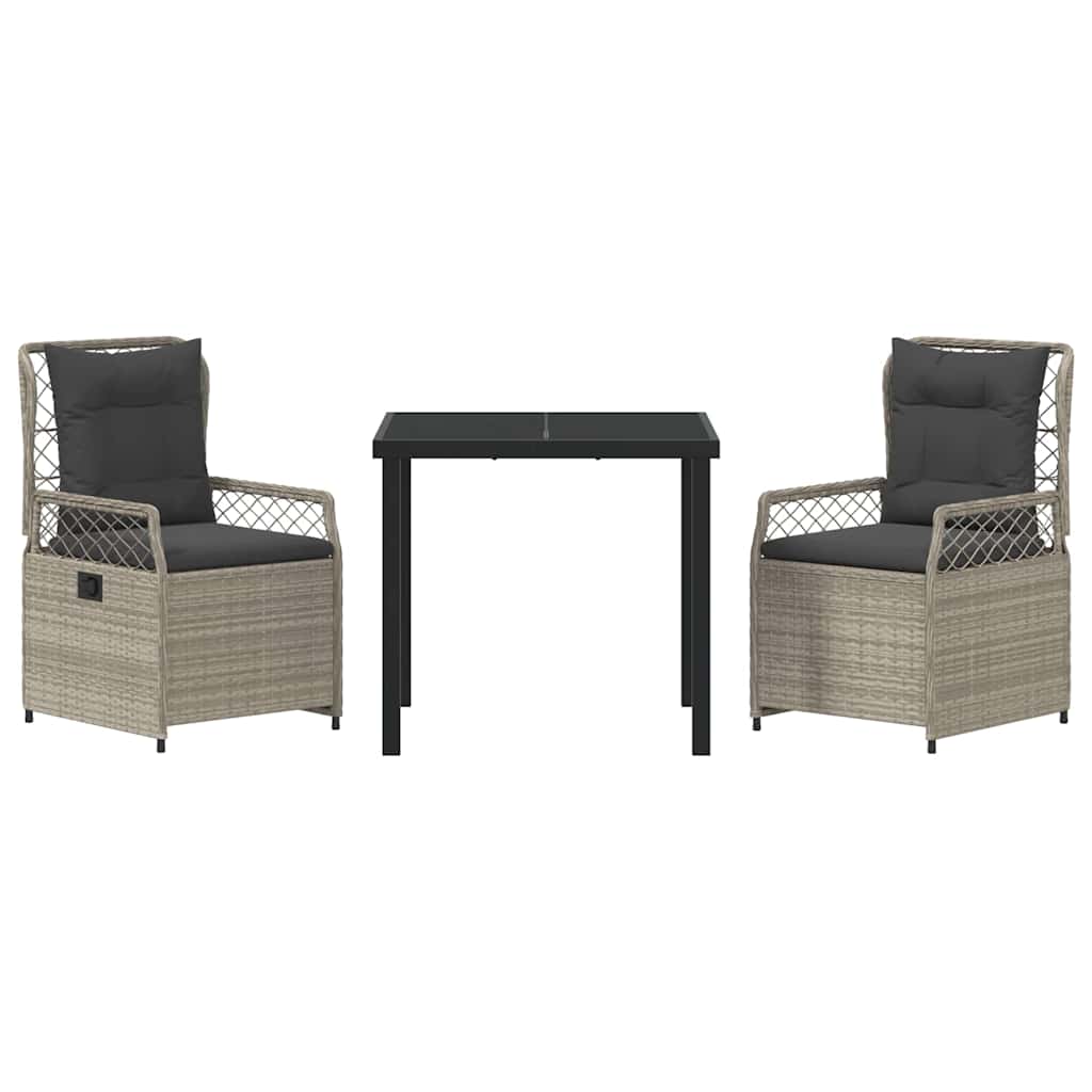 Conjunto de Comedor de Jardín 3 pcs Gris Claro ratán sintético