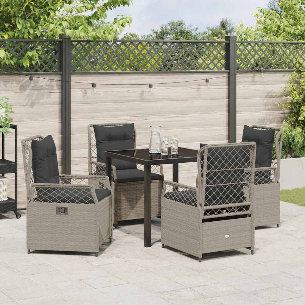 Conjunto de Comedor de Jardín 5 pcs Gris Claro ratán sintético