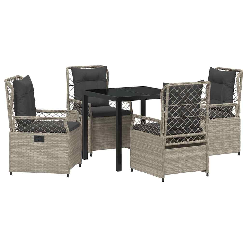 Conjunto de Comedor de Jardín 5 pcs Gris Claro ratán sintético