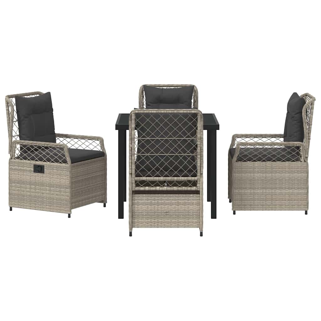 Conjunto de Comedor de Jardín 5 pcs Gris Claro ratán sintético