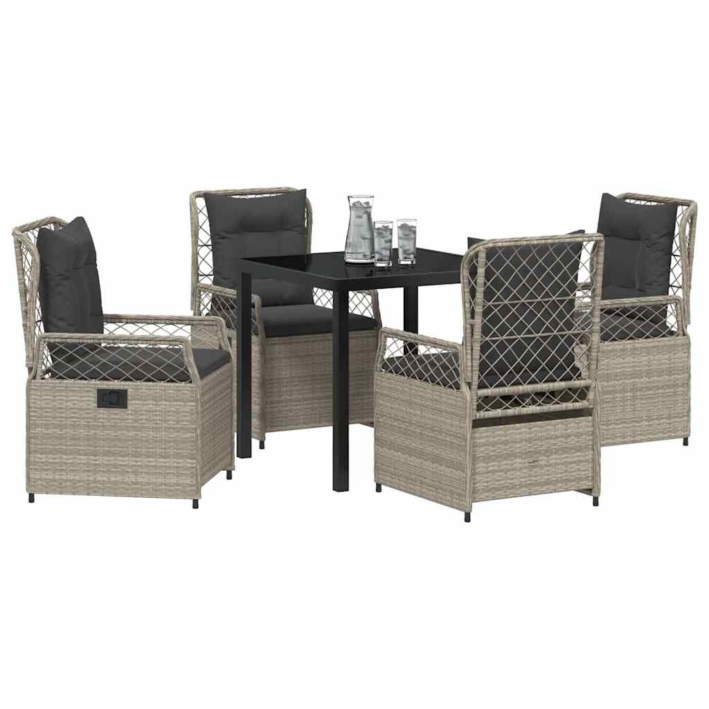 Conjunto de Comedor de Jardín 5 pcs Gris Claro ratán sintético