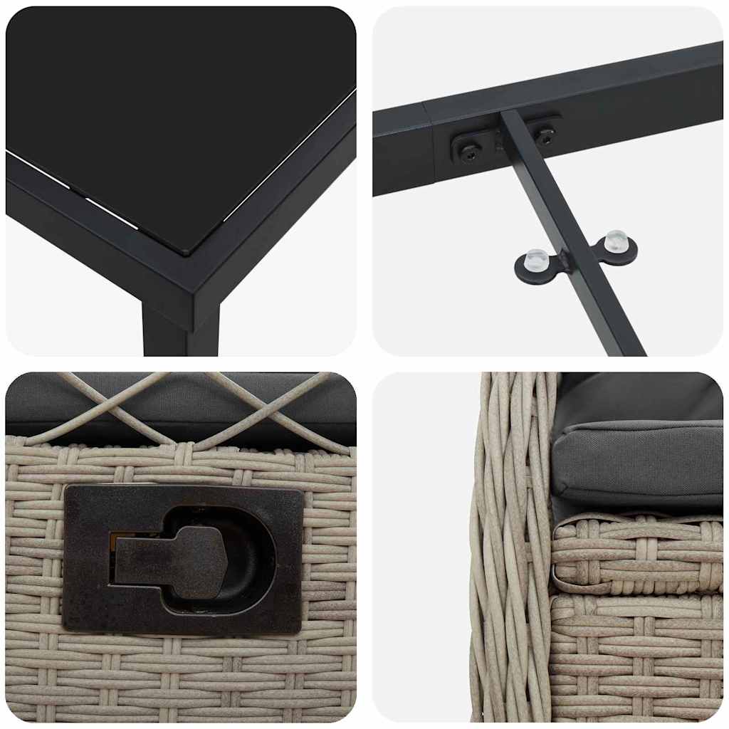 Conjunto de Comedor de Jardín 7 pcs Gris Claro ratán sintético