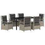 Conjunto de Comedor de Jardín 7 pcs Gris Claro ratán sintético