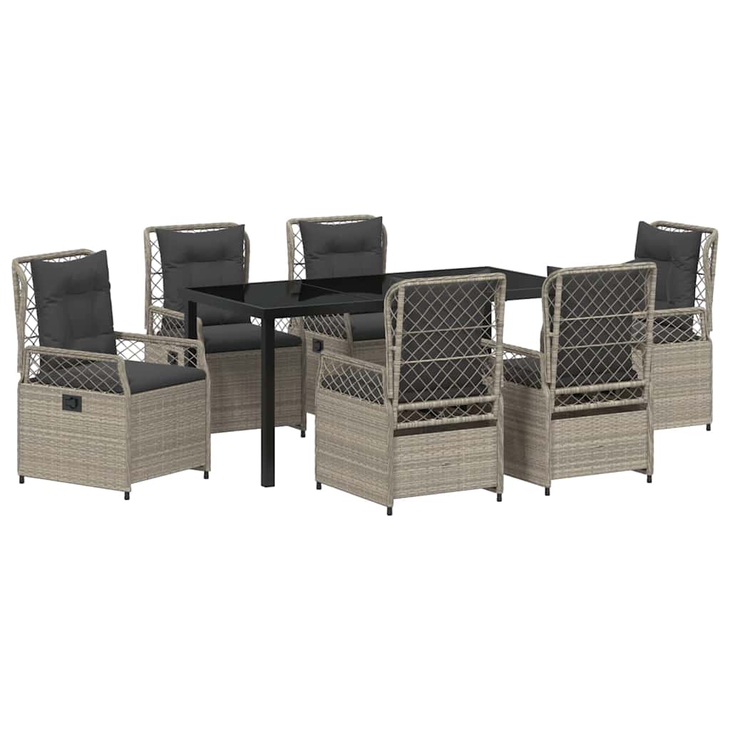 Conjunto de Comedor de Jardín 7 pcs Gris Claro ratán sintético