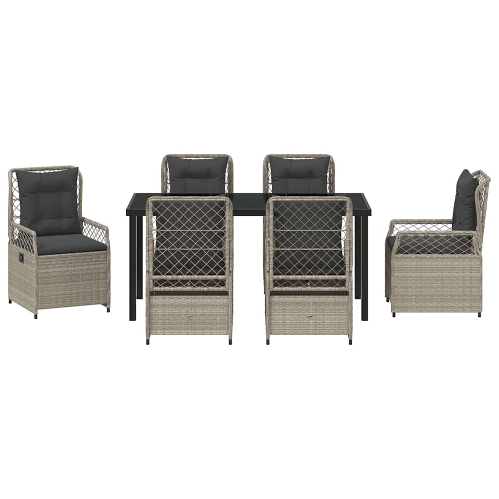 Conjunto de Comedor de Jardín 7 pcs Gris Claro ratán sintético