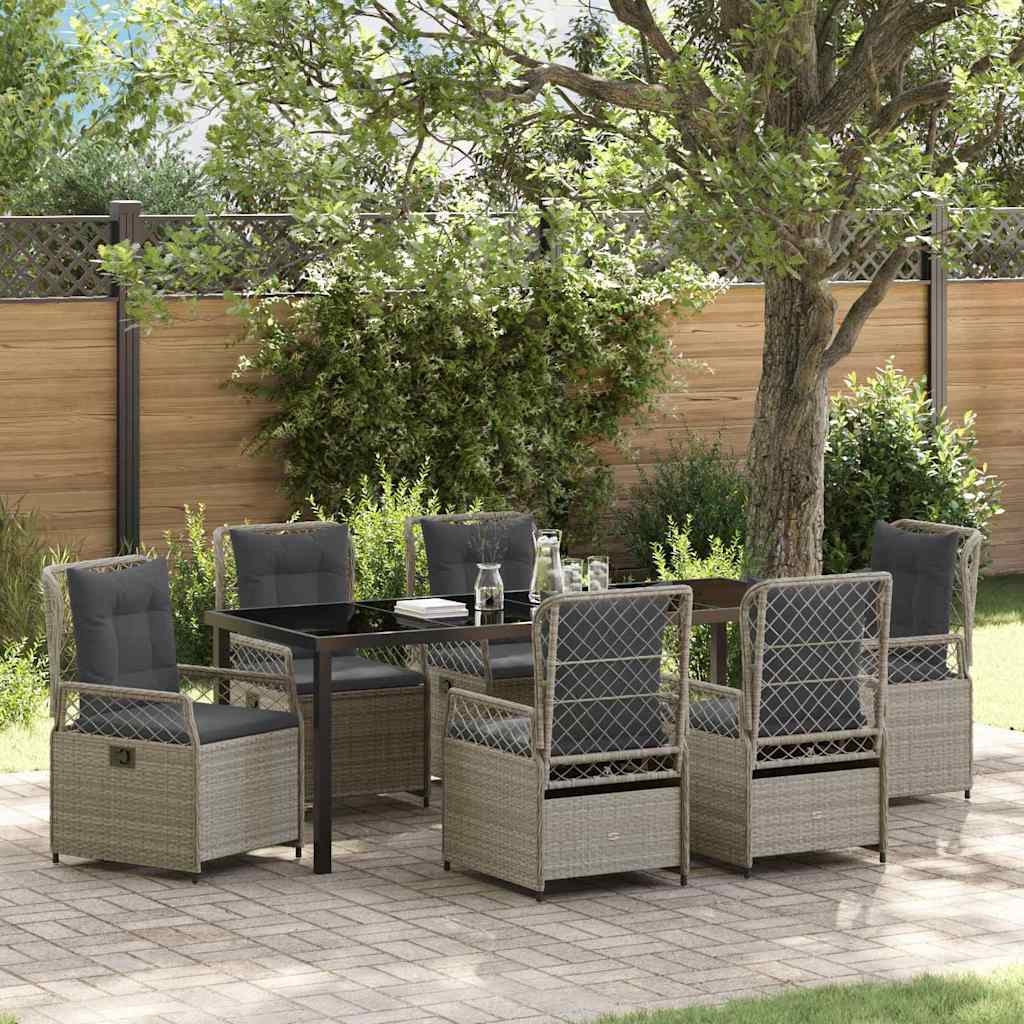 7-piece Outdoor Dining Set Light Gray poly rattan