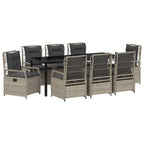 Conjunto de Comedor de Jardín 9 pcs Gris Claro ratán sintético