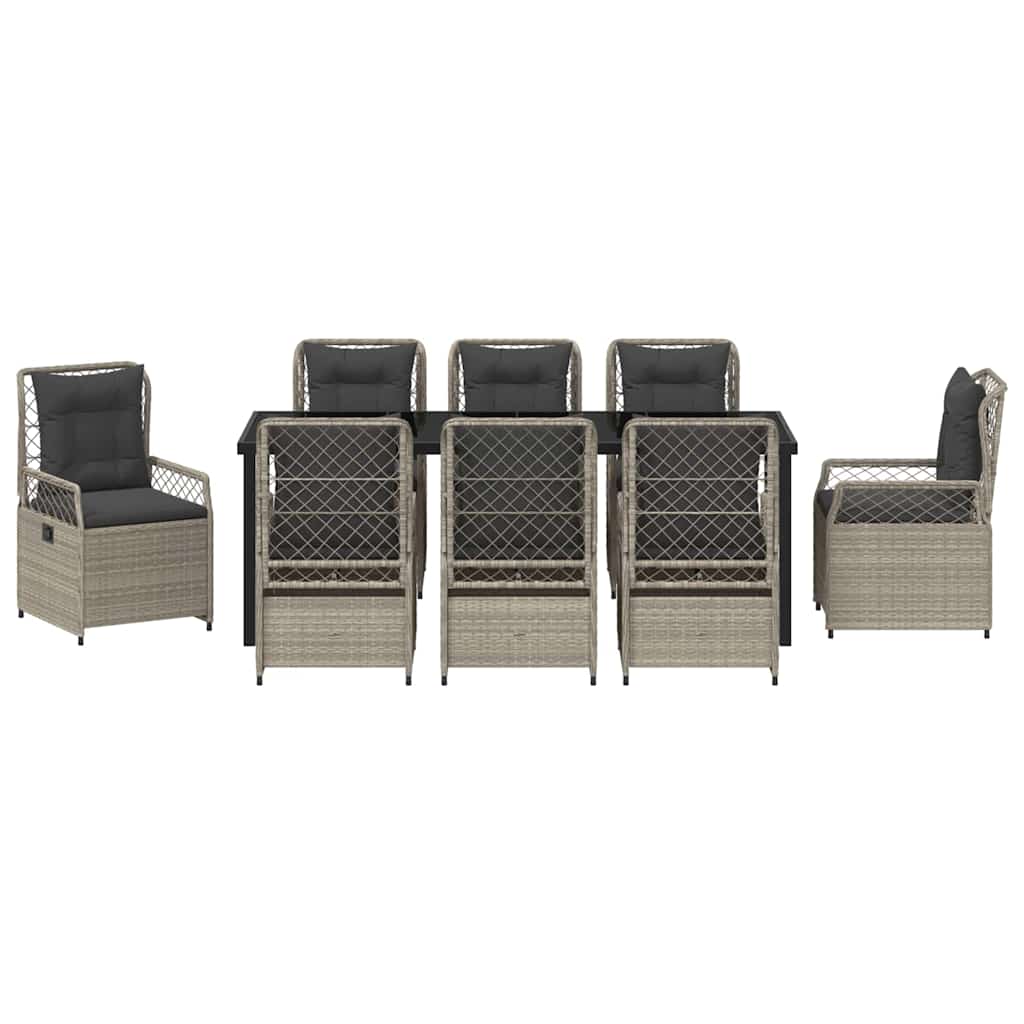 Conjunto de Comedor de Jardín 9 pcs Gris Claro ratán sintético