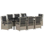 Conjunto de Comedor de Jardín 9 pcs Gris Claro ratán sintético