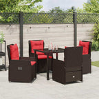 Conjunto de Comedor de Jardín con cojín 5 pcs Marrón Poliratán