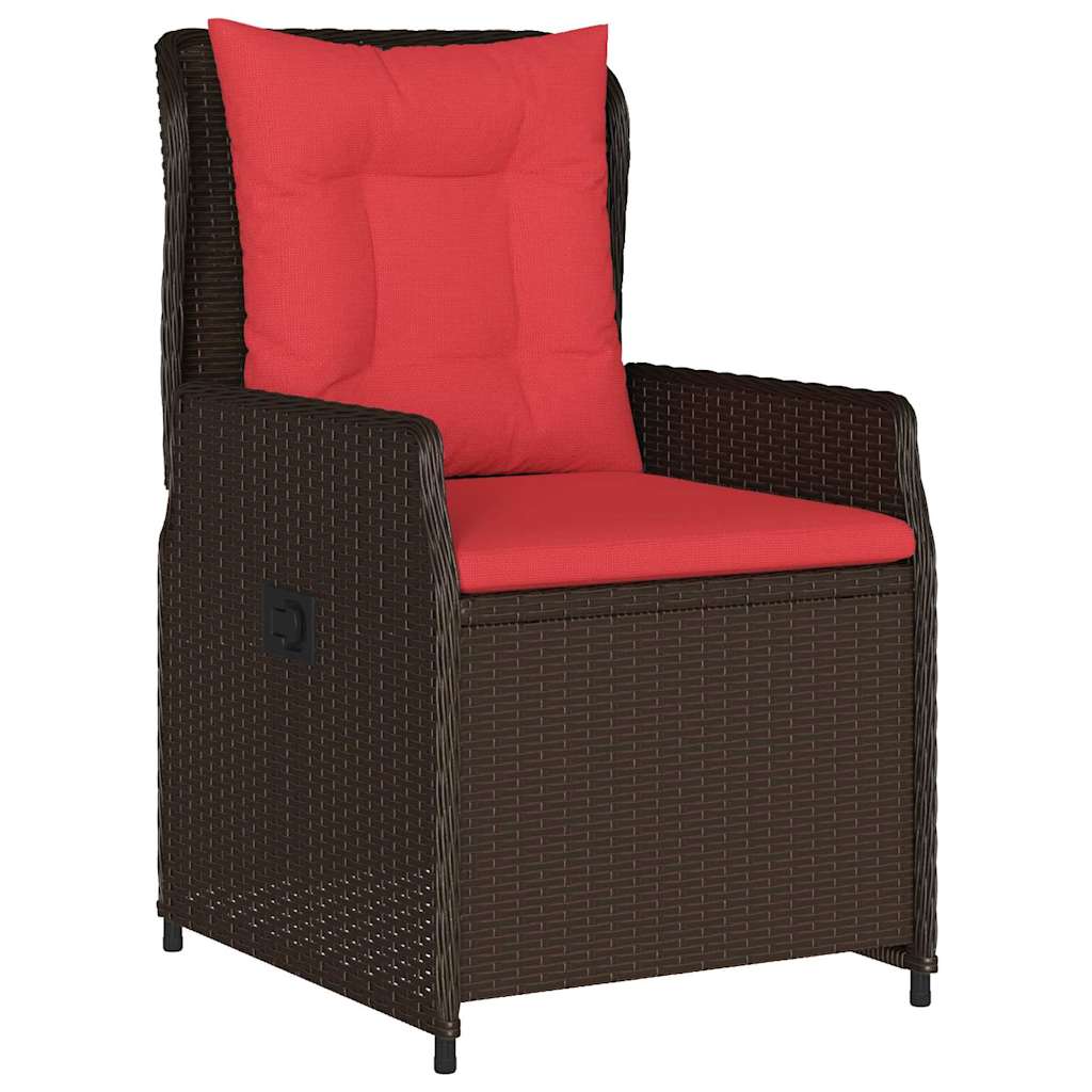 Conjunto de Comedor de Jardín con cojín 5 pcs Marrón Poliratán