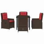 Conjunto de Comedor de Jardín con cojín 5 pcs Marrón Poliratán