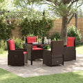 Conjunto de Comedor de Jardín con cojín 5 pcs Marrón Poliratán