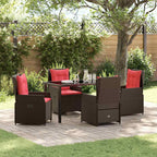 Conjunto de Comedor de Jardín con cojín 5 pcs Marrón Poliratán