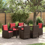 Conjunto de Comedor de Jardín con cojín 7 pcs Marrón Poliratán