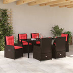 Conjunto de Comedor de Jardín con cojín 7 pcs Marrón Poliratán