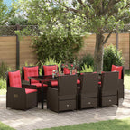 Conjunto de Comedor de Jardín con cojín 9 pcs Marrón Poliratán