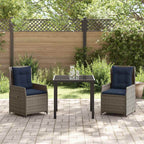 Conjunto de Comedor de Jardín con cojín 3 pcs Gris Poliratán