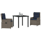 Conjunto de Comedor de Jardín con cojín 3 pcs Gris Poliratán