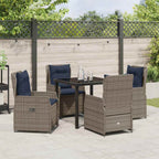 Conjunto de Comedor de Jardín con cojín 5 pcs Gris Poliratán
