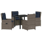 Conjunto de Comedor de Jardín con cojín 5 pcs Gris Poliratán