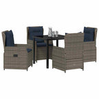 Conjunto de Comedor de Jardín con cojín 5 pcs Gris Poliratán